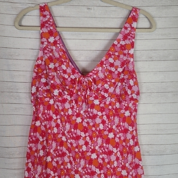 VINTAGE EXPRESS 90'S Y2K FLORAL BABYDOLL MIDI DRESS W RUFFLE HEM, SZ 9/10 - Picture 4 of 14